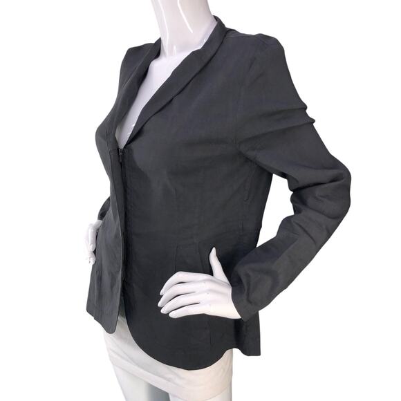 Eileen Fisher Blazer Womens M Charcoal Linen Blend Lightweight Jacket Stretch - Picture 4 of 14
